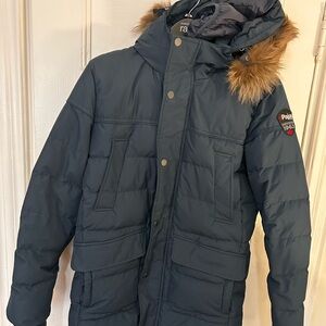 Pajar Navy Puffer Jacket with Faux Fur Trim